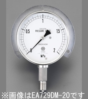 EA729DM-100 エスコ ESCO G 3/8"/75mm/0- 10MPa つば付圧力計(ステンレス)