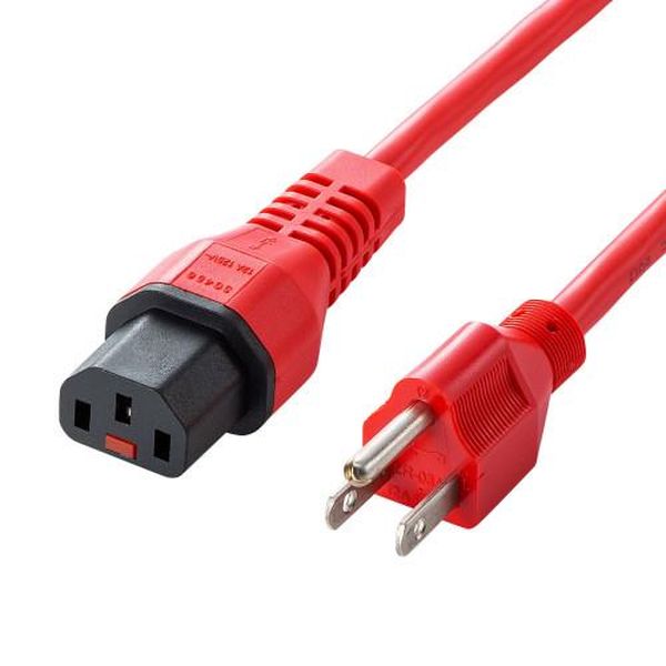 EA764CD-69 エスコ ESCO 125V/12Ax1m 電源コード (コンセント-PC接続/抜止赤)