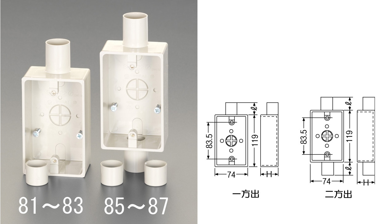 EA940CS-82 エスコ ESCO φ22mm 露出ボックス VE管用/1方向 ベージュ