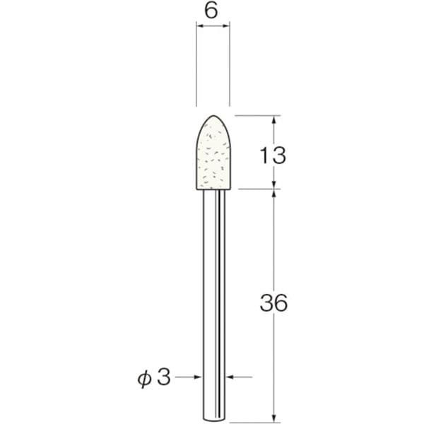 F3506 128-5140 日本精密機械工作(株) リューター 軸付フェルトバフ砲弾型幅(mm)13 (5個入)