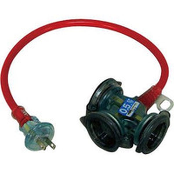 FX005KY 370-3223 (株)ハタヤリミテッド ハタヤ 防雨型2P接地付ショートタップ 0.5m イエロー