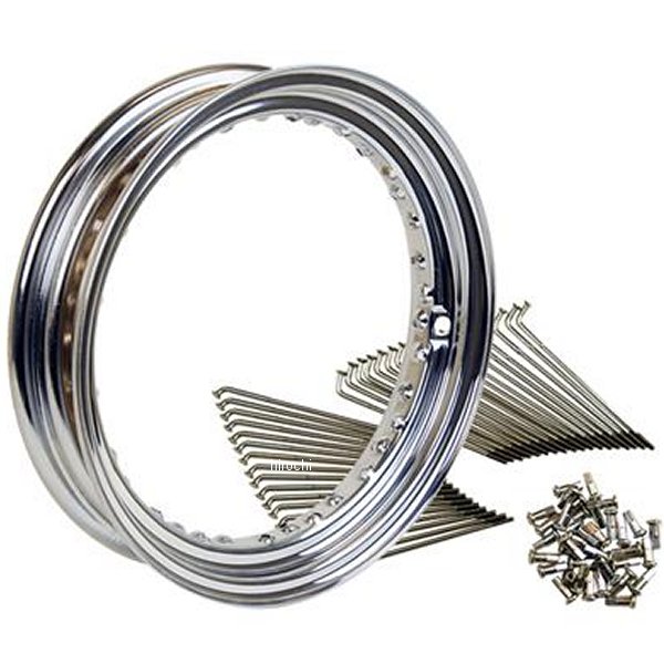 G5-00295 GOODS グッズ 16インチキット MT クローム スチールスポーク TW225、TW200 ディスクブレーキ車 フロント