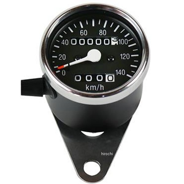 G58-43622 GOODS グッズ 機械式スピードメーターφ60mm トリップ付き 黒パネル/黒ボディ