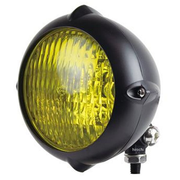 G6-00178 GOODS グッズ 4インチビンテージスタイルリブヘッドライト 黒 イエローレンズ H4
