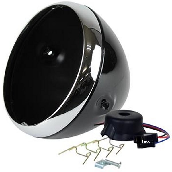 G66-65068 GOODS グッズ 7インチルーカスタイプヘッドライトケース グロスブラック