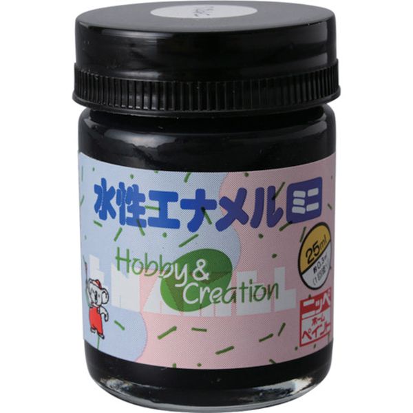 49365344 ニッペホームプロダクツ(株) ニッぺ 水性エナメルミニ 25ml つやなしブラック HSB005-25