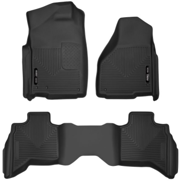 Husky Liners 10年-18年 ダッジ Ram 1500 Quad Cab X-Act Contour フロント & Second Seat フロアライナー - ブラック