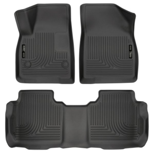 Husky Liners Weatherbeater 17年-23年 Cadillac XT5 / 17年-23年 GMC Acadia フロント & 2nd Seat フロアライナー - ブラック