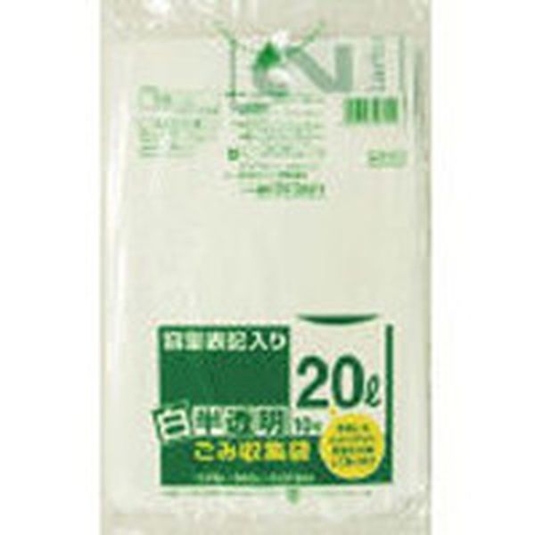 HT21HCL 401-0515 日本サニパック(株) サニパック HT21容量表記入り白半透明ゴミ袋20L 10枚