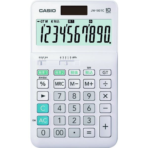 JW100TCN 161-5403 カシオ計算機(株) カシオ W税率電卓(ジャストタイプ)