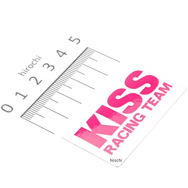 K1471 キジマ KISS Racing チームステッカー 白ベース/ピンク文字 Sサイズ 55mm×30mm