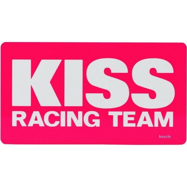 K1482 キジマ KISS Racing チームステッカー ピンクベース/白文字 Mサイズ 100mm×55mm
