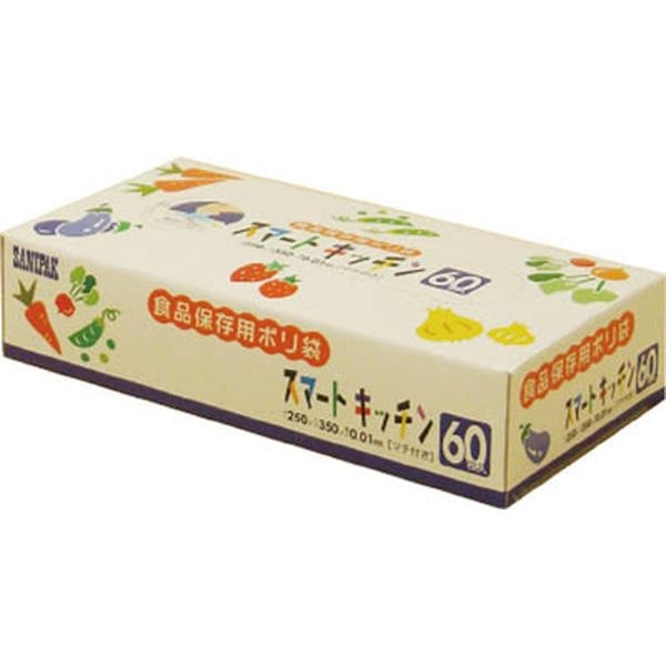 KS02HCL 496-5795 日本サニパック(株) サニパック KS02スマートキッチン保存袋(箱入り)半透明60枚