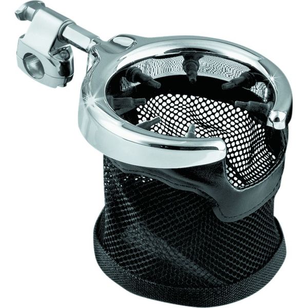 Kuryakyn Universal Passenger Drink Holder With Basket Black & Chrome