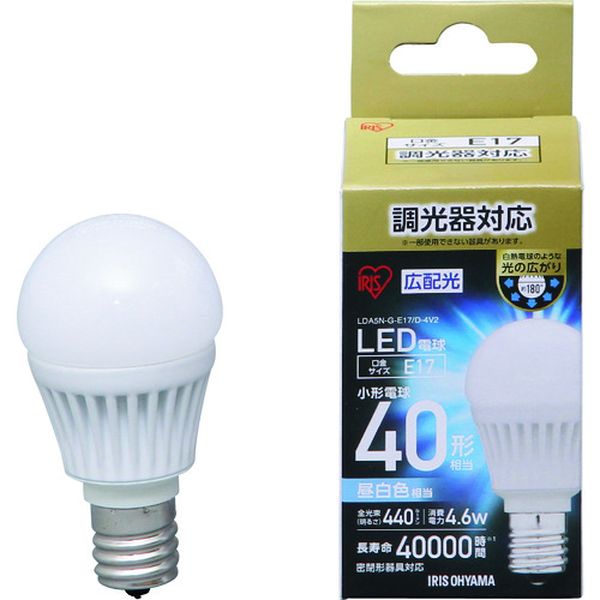 LDA5NGE17D4V3 125-6778 LED電球 E17広配光タイプ 調光器対応 40形相当 昼白色