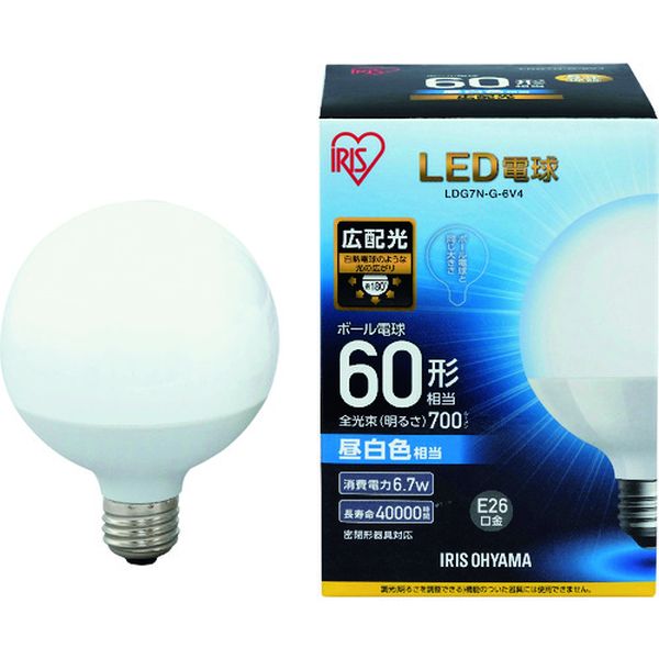 LDG7NG6V4 アイリスオーヤマ(株) IRIS LED電球 ボール電球タイプ 60形相当 昼白色 700lm