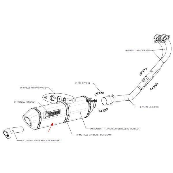M-R01502T アクラポビッチ AKRAPOVIC リペアサイレンサー R-TYPE 52/450/69X48 T-MAX500 チタン