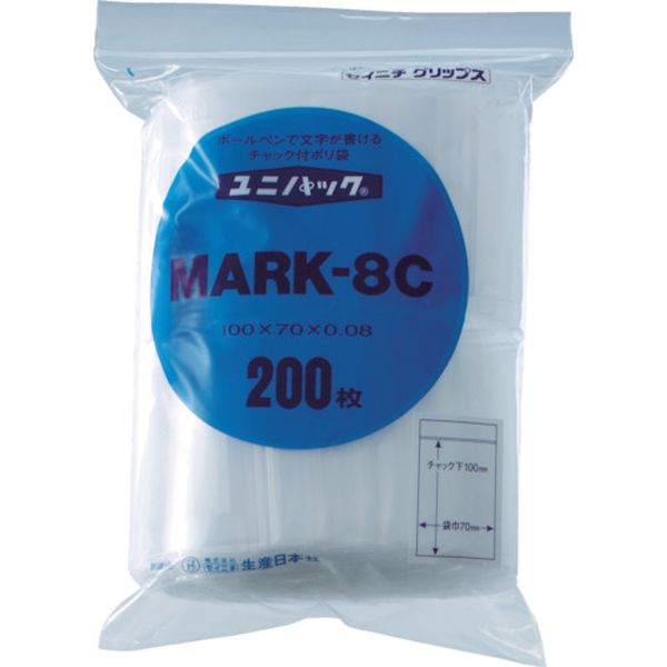 MARK8I チャック付ポリ袋 ユニパック MARK-8I 透明 縦280×横200×厚さ0.08mm 100枚入