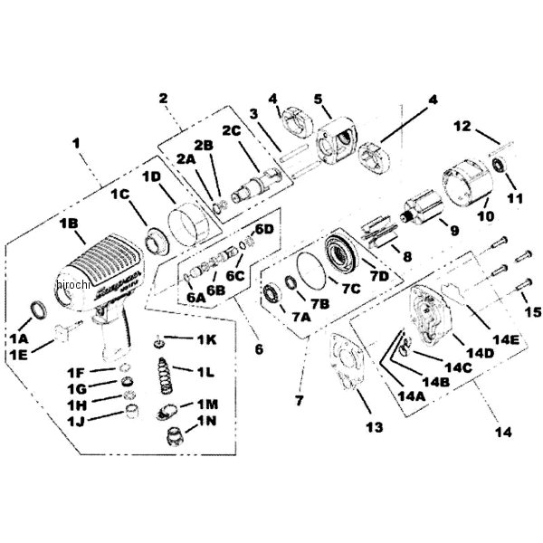 MG1250P スナップオン Snap-on インパクト レンチ エア ヘビーデューティ鋏 アンビル 3/4" ドライブ