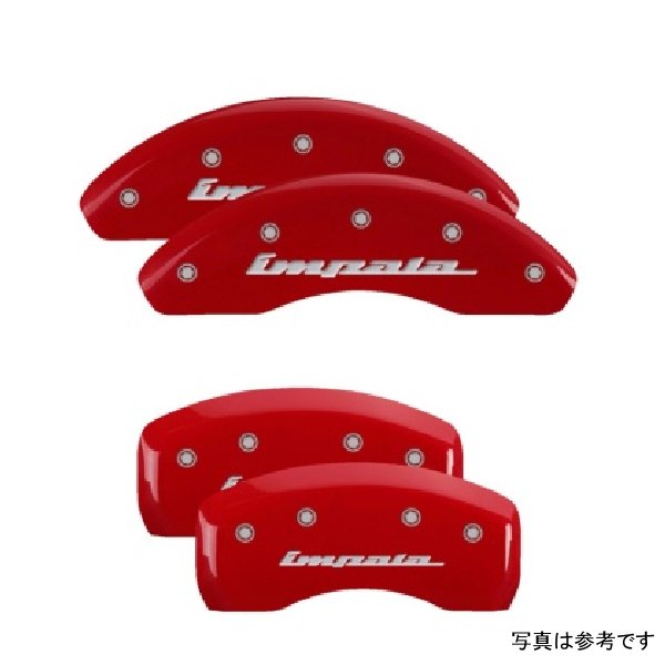 MGP 4 Caliper Covers Engraved フロント & リヤ Impala レッド フィニッシュ シルバー ch