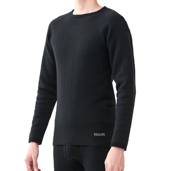 MJM-003BK4 ラフ&ロード 秋冬モデル モチジョイ超極厚 丸首長袖シャツ黒 LLサイズ