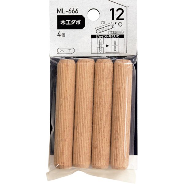 ML666 363-0655 和気産業(株) WAKI 木工ダボ 12×70mm