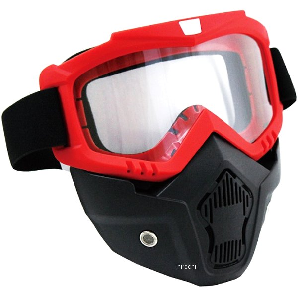 MM40-MO007-02C マッドマックス MAD MAX マスク&ゴーグルセット オートバイ用 防風 防寒 赤/クリアレンズ
