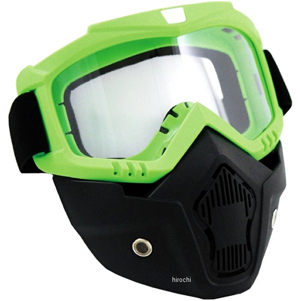 MM40-MO007-04C マッドマックス MAD MAX マスク&ゴーグルセット オートバイ用 UVカット 防風 防寒 緑/クリアレンズ