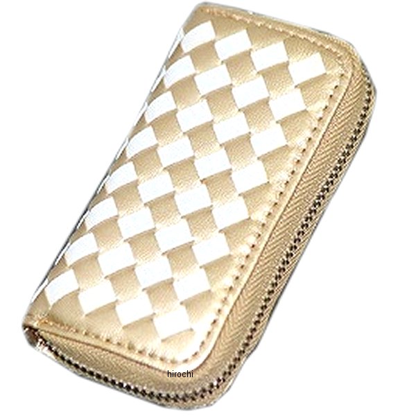 MM50-0380-GDW マッドマックス MAD MAX スマートキーケース チェック柄 レザー カルビナ付き ゴールド/ホワイト