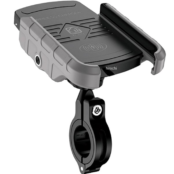 MM50-0440-GY マッドマックス MAD MAX バイク用スマートフォンホルダー 防水 ワイヤレス充電タイプ グレー