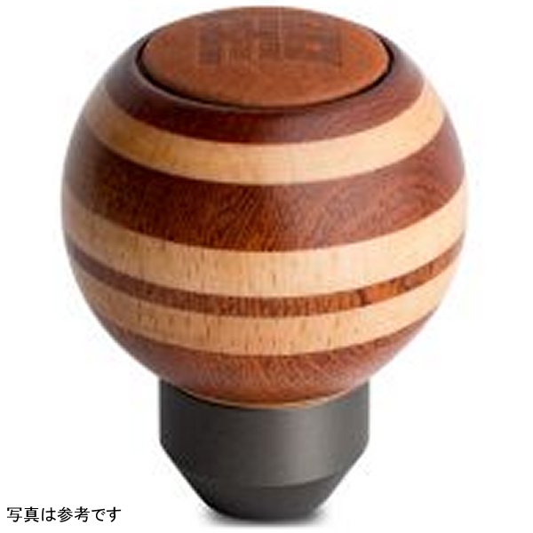Momo Targa Heritage シフトノブ - Round Wood、 Layered Mahogany and Beechwood、 Leather Insert Top