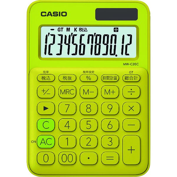 MWC20CYGN 137-2689 カシオ計算機(株) カシオ カシオミニジャスト型カラフル電卓 ライムグリーン