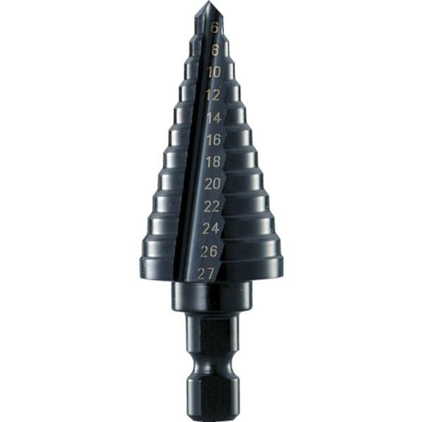 NMS27 トラスコ中山(株) TRUSCO ステップドリル 2枚刃黒染め表面処理 6～27mm 段数12