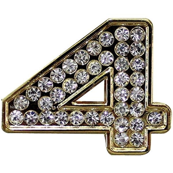 O98-2006-4 マッドマックス MAD MAX 立体クリスタルエンブレム 数字4 ゴールド