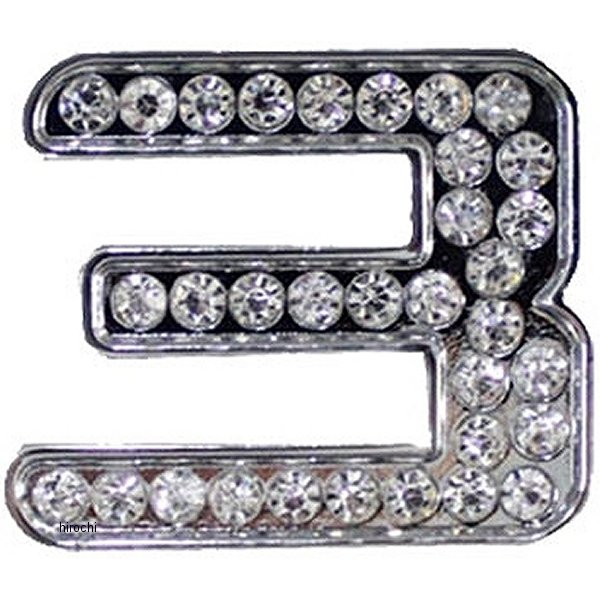 O98-2007-3 マッドマックス MAD MAX 立体クリスタルエンブレム 数字3 シルバー