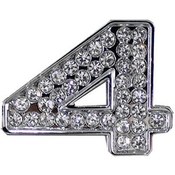 O98-2007-4 マッドマックス MAD MAX 立体クリスタルエンブレム 数字4 シルバー