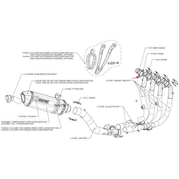 P-F38 アクラポビッチ AKRAPOVIC リペアフランジ 08年-09年 ZX-10R