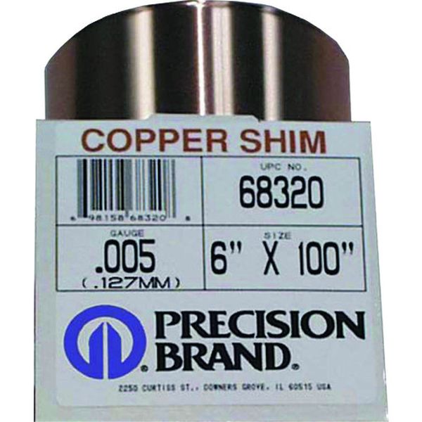 PB0.152CS68345 プレシジョンブランド社 プレシジョン 銅・ロール巻シム 板厚0.152mm