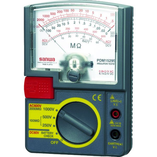 PDM1529S 423-9679 三和電気計器(株) SANWA アナログ絶縁抵抗計 1000V/500V/250V