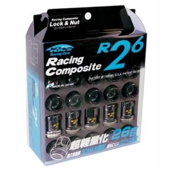 Project Kics 12X1.25 ブラック R26 Lug Nuts - 16+4