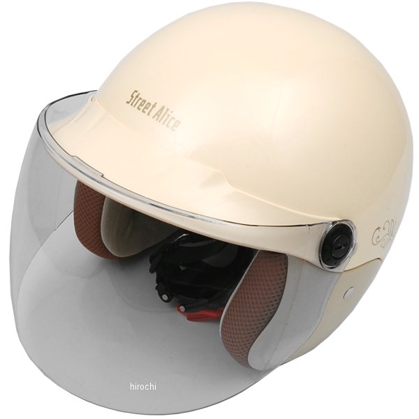 QJ-3 リード工業 ヘルメット ストリートアリス セミジェット レディース パールアイボリー フリーサイズ (57cm-60cm未満)