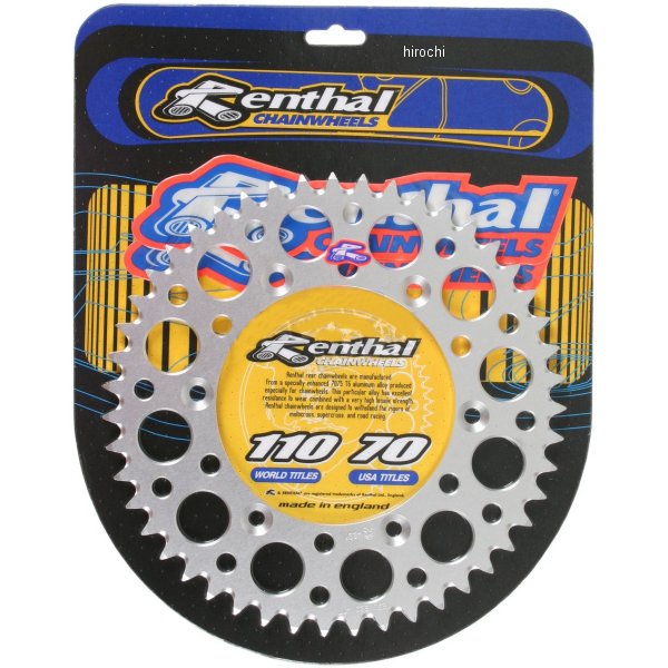 R123-47 123U-520-47GYSI レンサル RENTHAL リア スプロケット 47T/520 80年以降 RM-Z、DR-Z アルミ シルバー