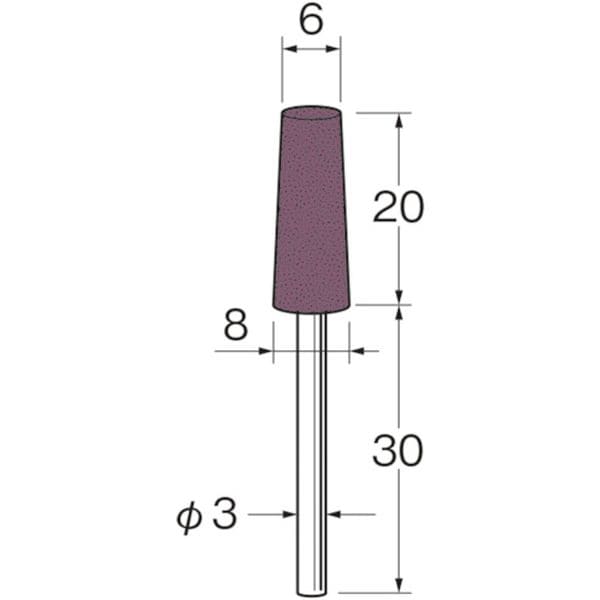 R3321 日本精密機械工作(株) リューター 軸付グリーンカーボランダムゴム砥石外径(mm)：6粒度(＃)：46