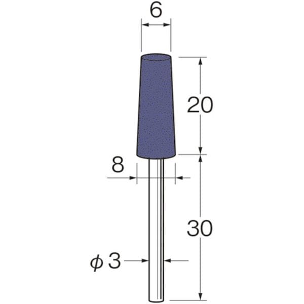 R3322 日本精密機械工作(株) リューター 軸付グリーンカーボランダムゴム砥石外径(mm)：6粒度(＃)：90