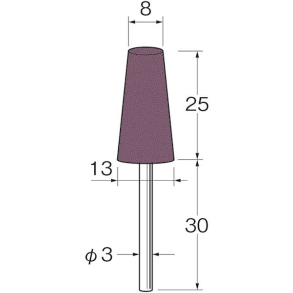 R3331 日本精密機械工作(株) リューター 軸付グリーンカーボランダムゴム砥石外径(mm)：8粒度(＃)：46