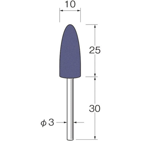 R3342 日本精密機械工作(株) リューター 軸付グリーンカーボランダムゴム砥石外径(mm)：10粒度(＃)：90