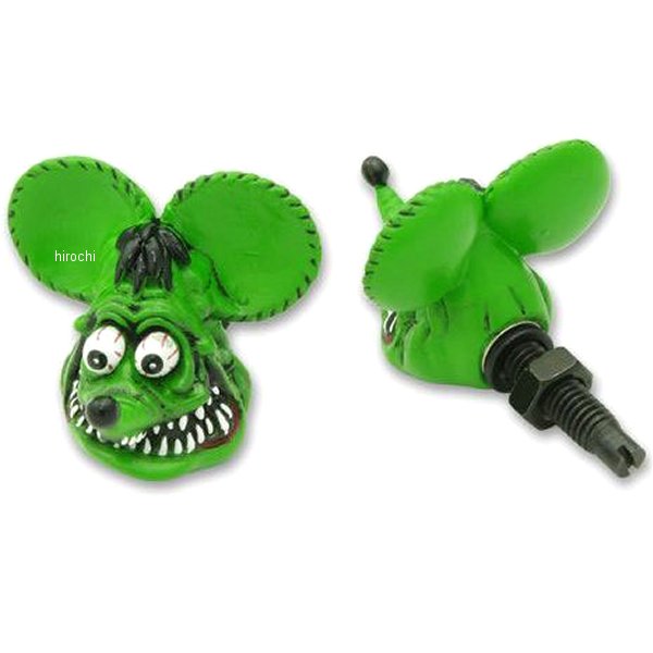 RAF264GR ガッツクローム ラットフィンクヘッド ライセンスボルトセット グリーン