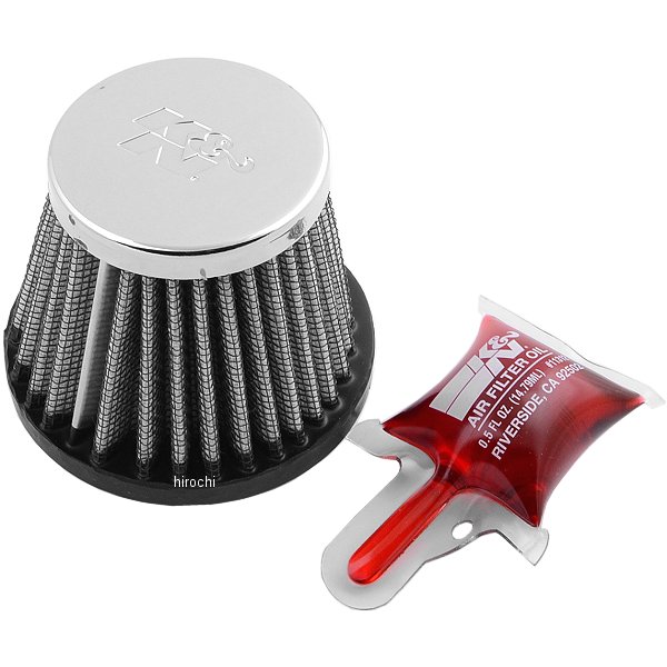RC-2490 K&N エアフィルター ラウンド テーパー クローム 43φ
