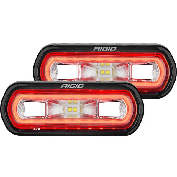 53122 Rigid Industries SR-L シリーズ Surface マウント LED Spreader ペア w/ レッド Halo Universal