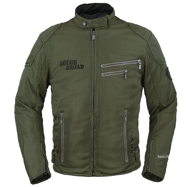 RR7308OV-BK3 ラフ&ロード 春夏モデル ライディングZIPメッシュジャケットEM オリーブ/黒 Lサイズ